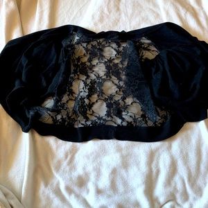 Never worn! Black lace, short sleeve shrug